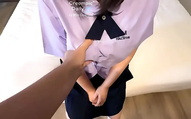Cute Student Enjoying Rough Bedroom Creampie in Miniskirt