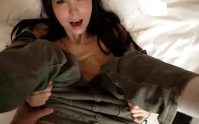 Asian cutie loses innocence in passionate after school encounter with muscular stud