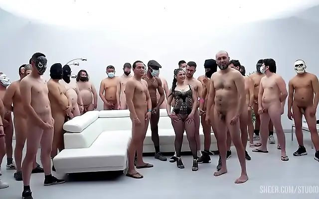 Beneath the gaze of five men Nadja Stone swallows BBC in wild blowbang feast
