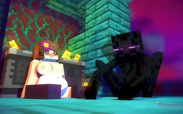 Jenny's Busty Minecraft Caper Ends in Juicy Creampie Delight