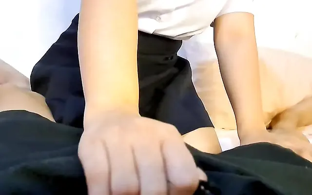 Tiny silver navel ring glistens as she rides his cock with hungry passion