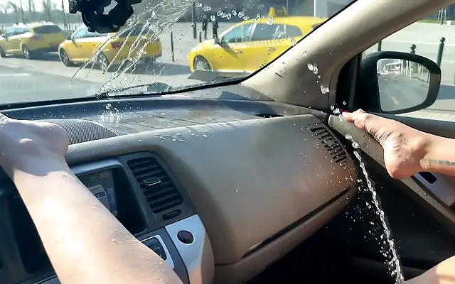 Milf gushes soaking wet in car as passion erupts 4K