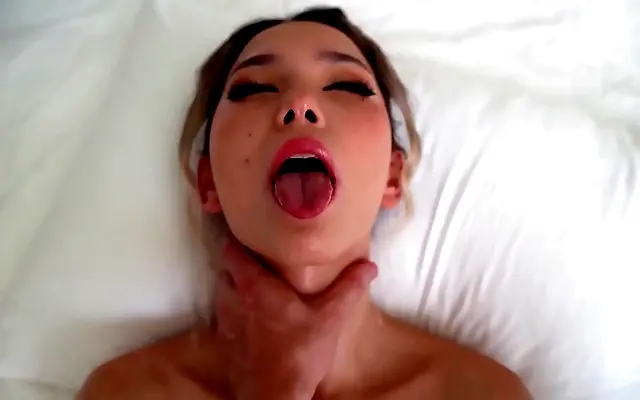 Blonde Asian Teen Moans Through Mind Blowing First Time with Muscular Lover