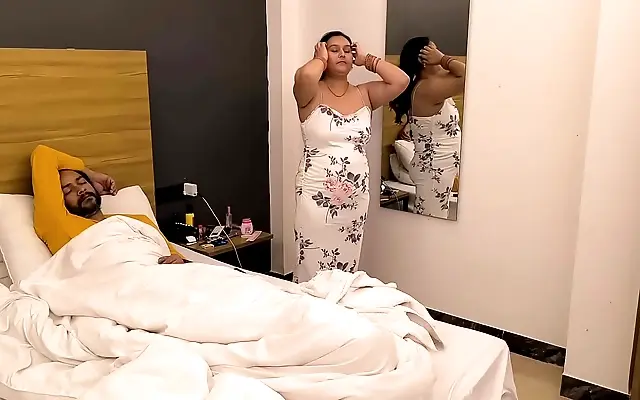 Morning shower delight with Desi goddess Puja in steamy doggystyle fun