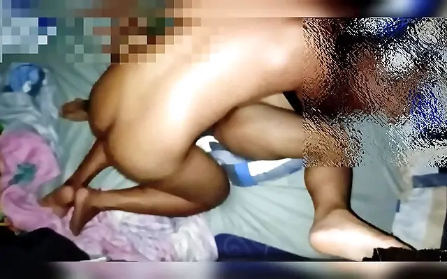 Passionate Bedroom Encounter with Curvy Asian Wife While Hubby Guards the Night