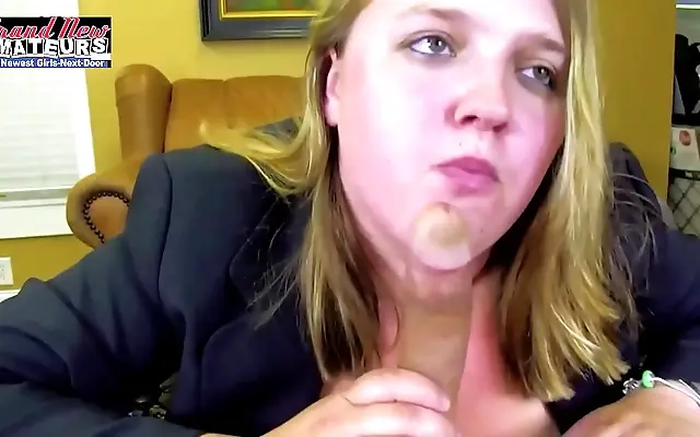 Tara the Curvy Blonde Treats Him to Blowjob and Rimming Fun
