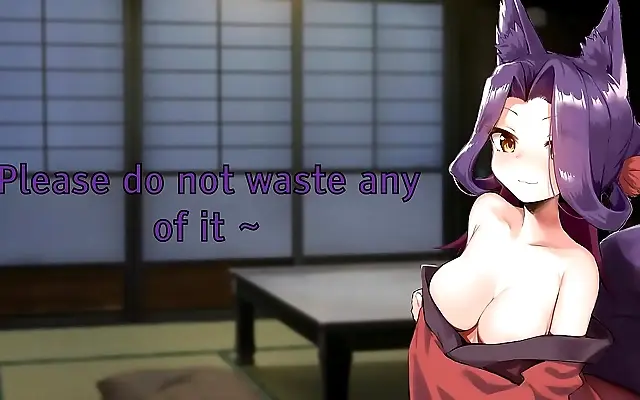 Unhurried blowjob by a flirty Japanese kitsune with ASMR whispers