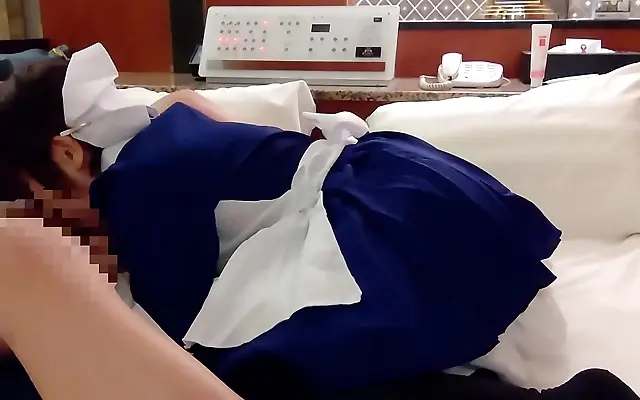 Cute Petite Nurse in Miniskirt Gives Amazing Blowjob and Pussy Licking